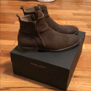 Aston Grey Helani Brown Leather Zipper Boots 8